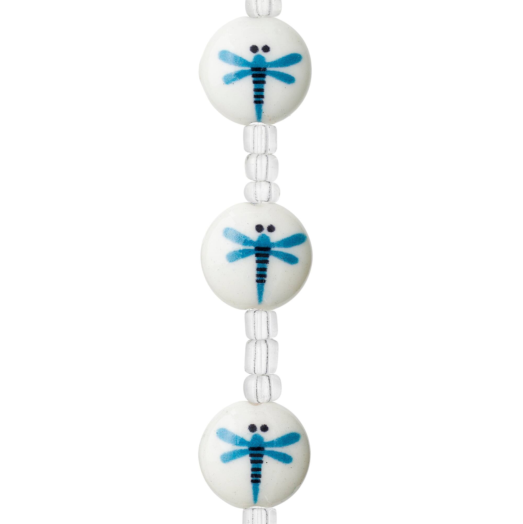 Small Dragonfly Lentil Glass Beads, 12mm by Bead Landing™